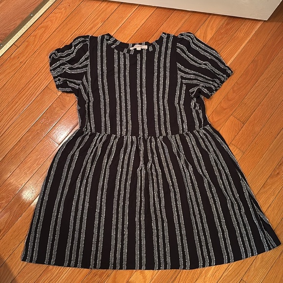LOFT Navy & White Striped Textured Mini Dress - Picture 6 of 9
